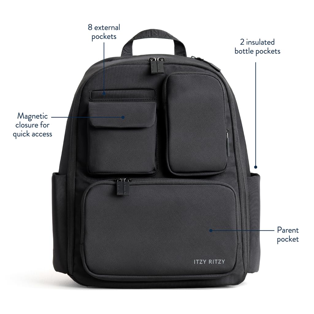 Itzy Ritzy Utility Diaper Bag Backpack 17 Pockets + Changing Pad