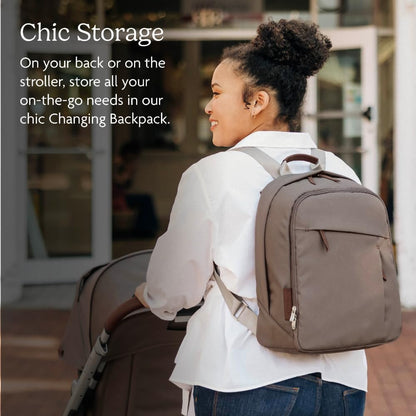 UPPAbaby Changing Backpack – Gregory Blue Mélange/Saddle Leather