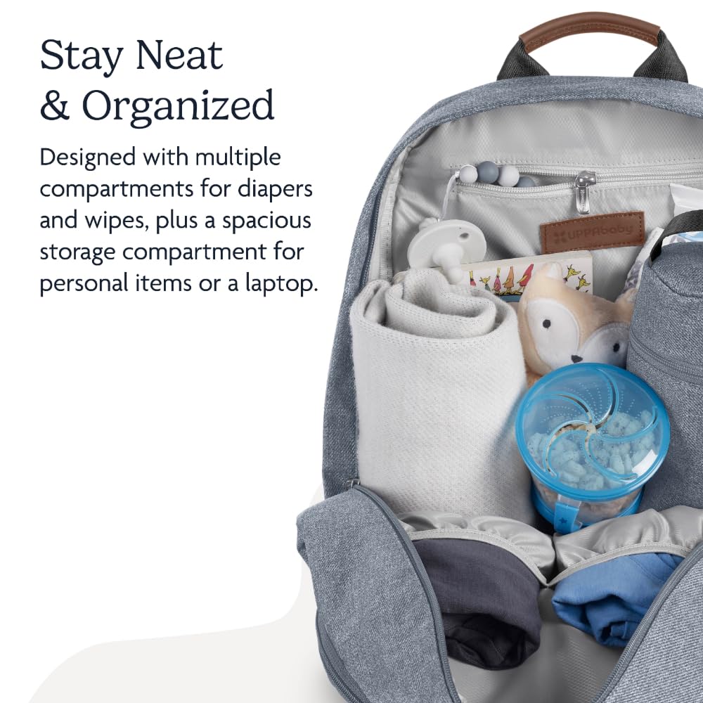 UPPAbaby Changing Backpack – Gregory Blue Mélange/Saddle Leather