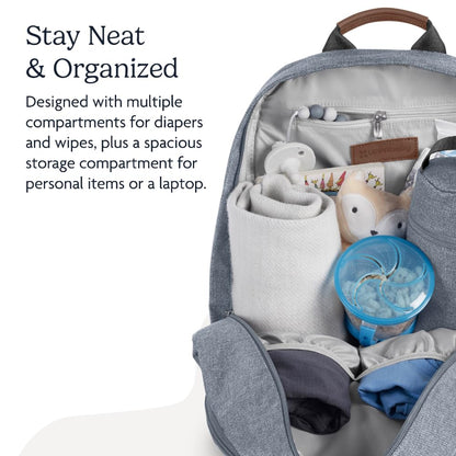 UPPAbaby Changing Backpack – Gregory Blue Mélange/Saddle Leather