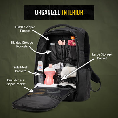 Tactical Baby Gear Daypack Tactical Diaper Bag Backpack | Black