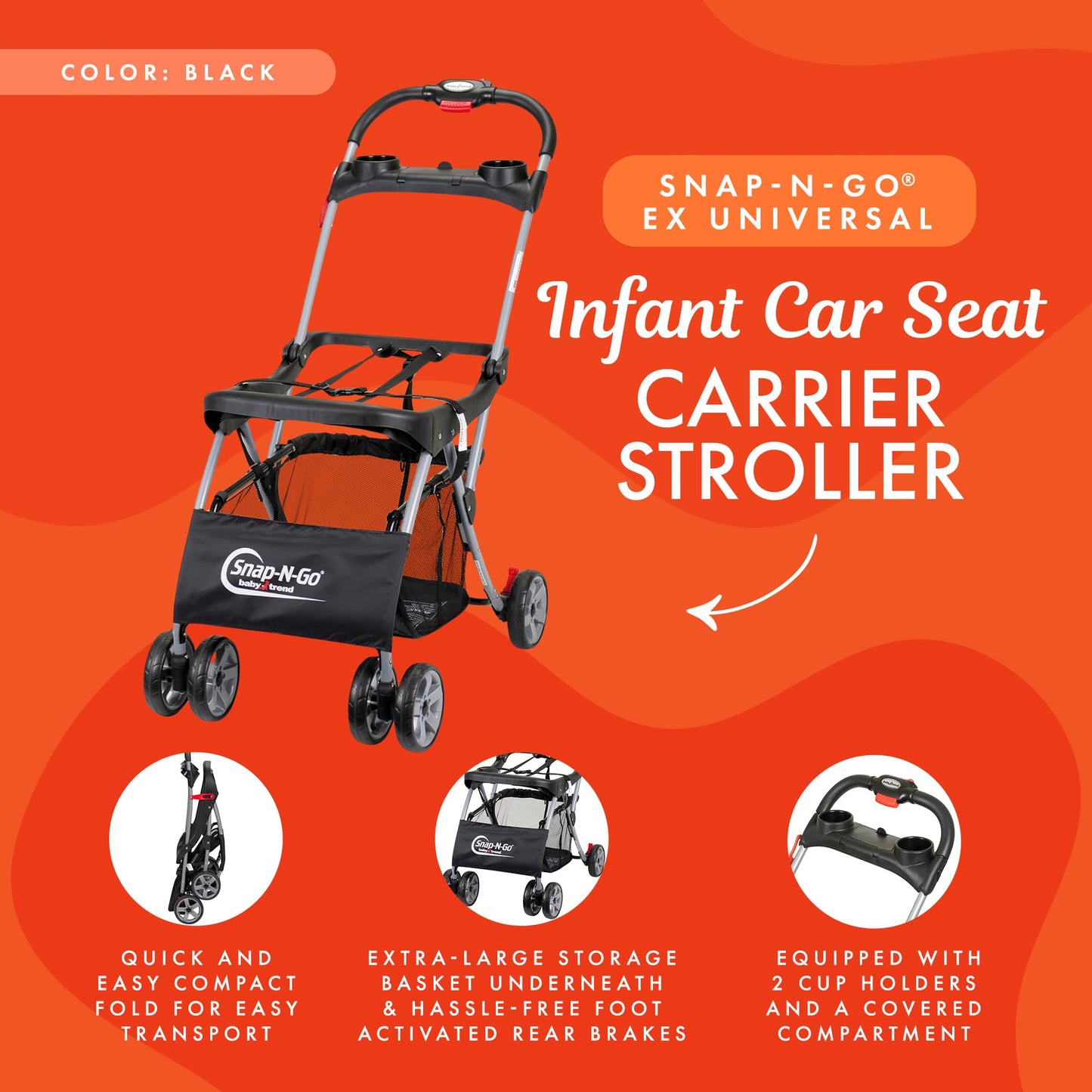 Baby Trend Snap-N-Go EX Universal Car Seat Carrier – Black