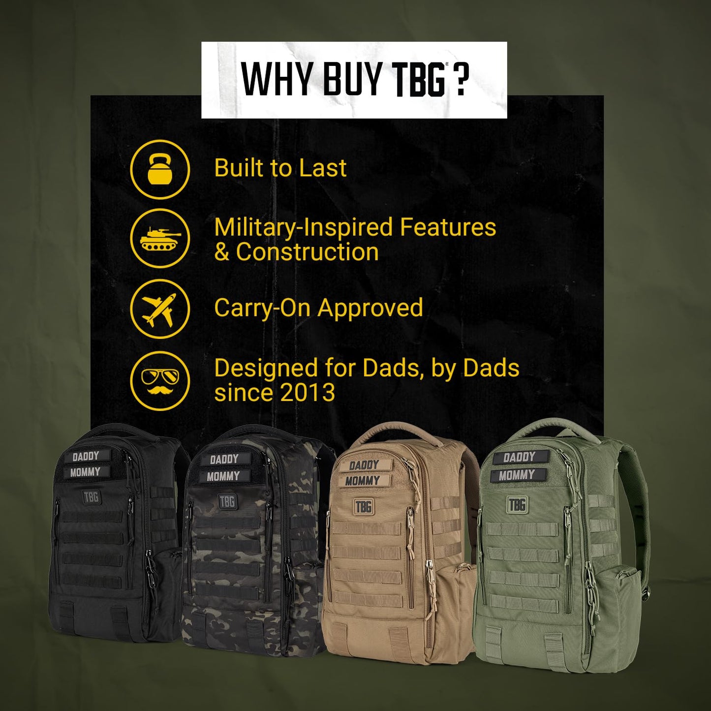 Tactical Baby Gear Daypack Tactical Diaper Bag Backpack | Black
