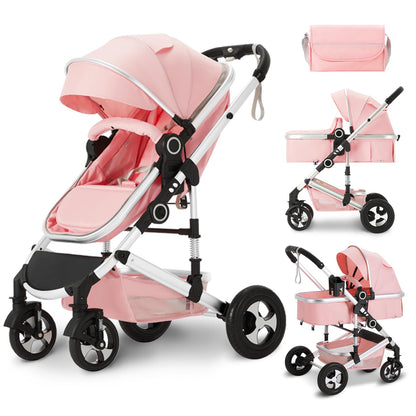 Kinder King 2-in-1 Convertible Baby Stroller with Diaper Bag, Pink