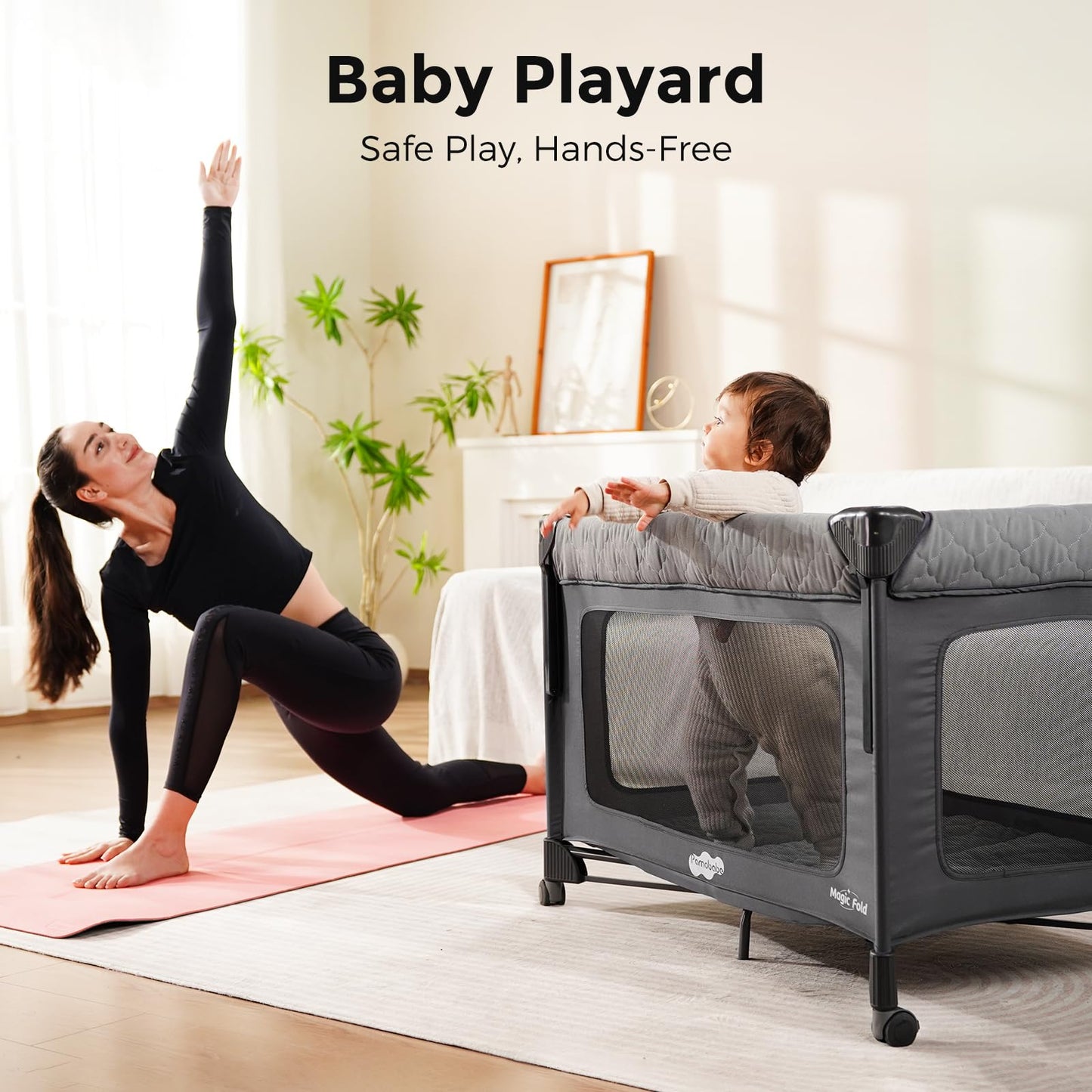 Pamo Babe 7-in-1 Pack and Play with Bassinet & Changing Station