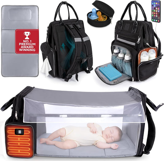 JustBaby Luv Diaper Bag Backpack with Changing Station | Black