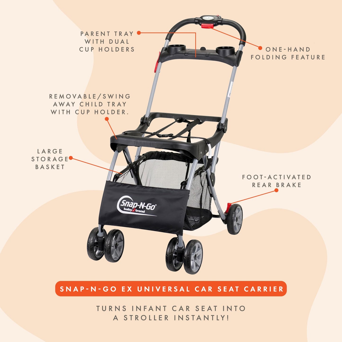 Baby Trend Snap-N-Go EX Universal Car Seat Carrier – Black