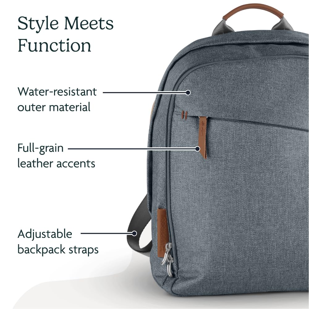 UPPAbaby Changing Backpack – Gregory Blue Mélange/Saddle Leather