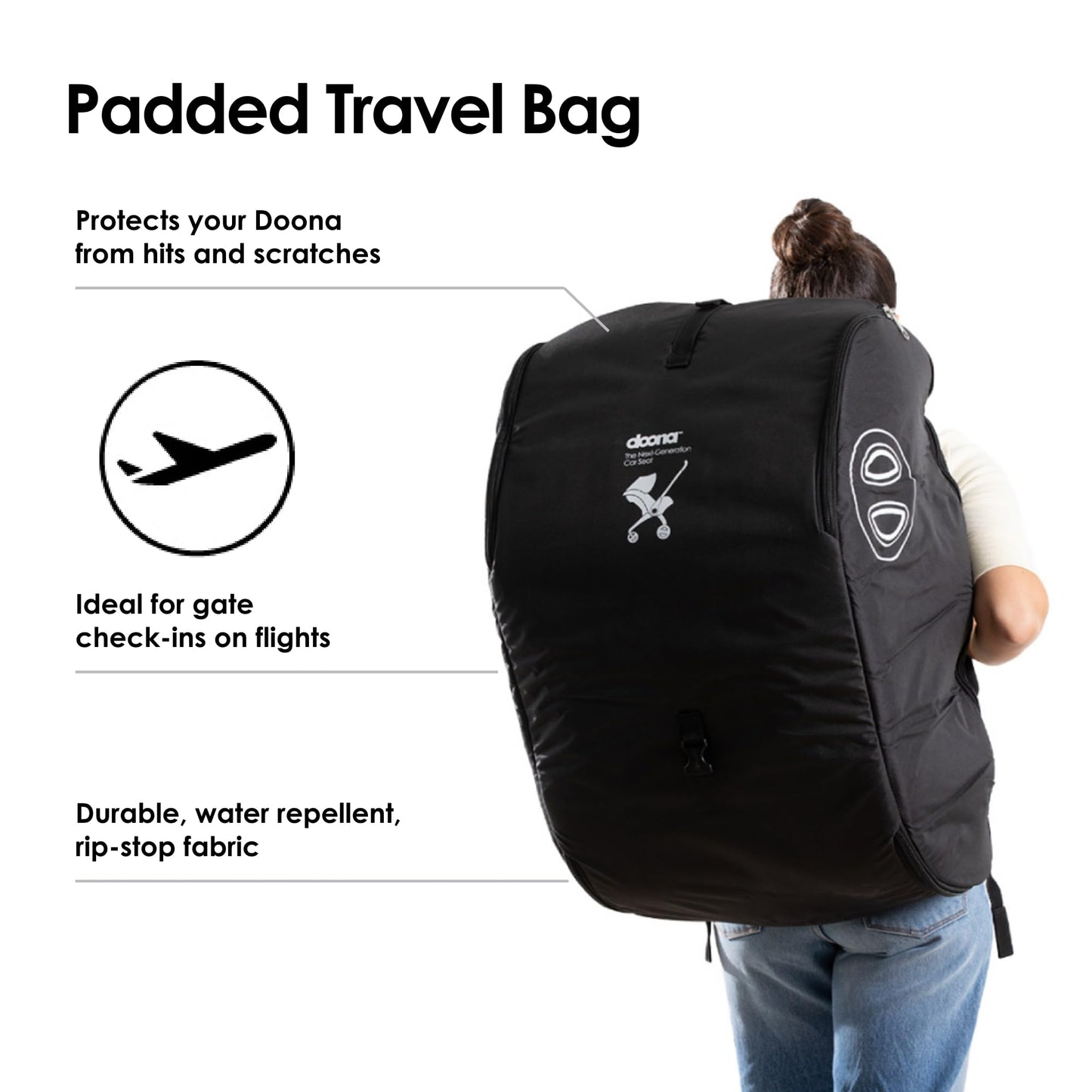 Doona Padded Travel Bag for Car Seat & Stroller – Black
