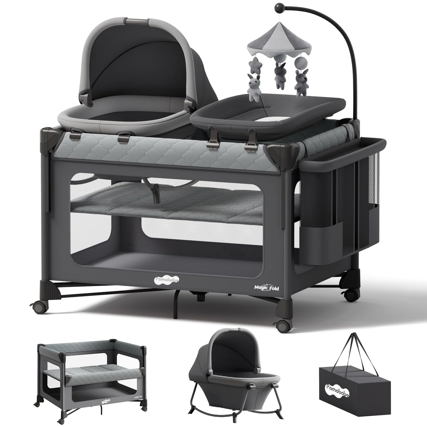 Pamo Babe 7-in-1 Pack and Play with Bassinet & Changing Station