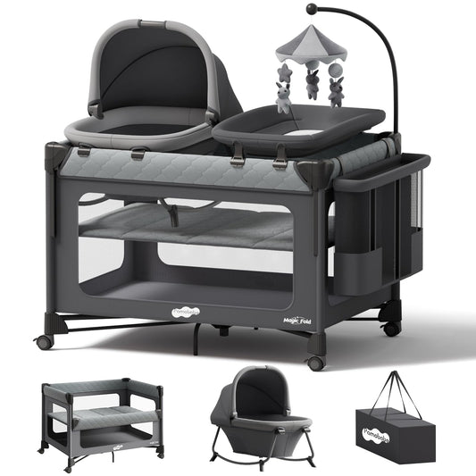 Pamo Babe 7-in-1 Pack and Play with Bassinet & Changing Station