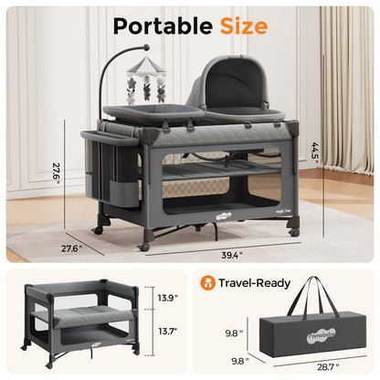 Pamo Babe 7-in-1 Pack and Play with Bassinet & Changing Station