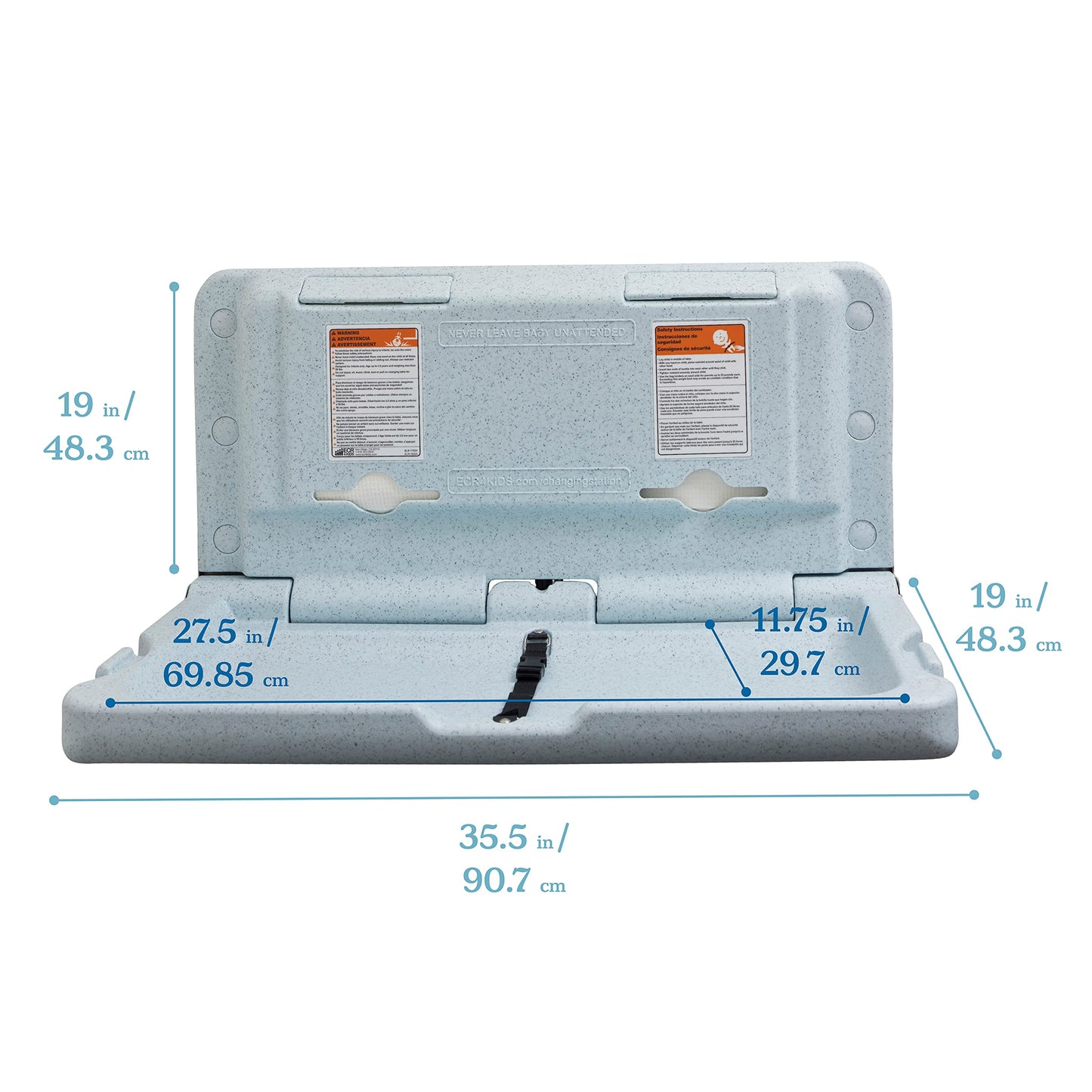 ECR4Kids Wall-Mounted Baby Changing Station – Grey Speckled
