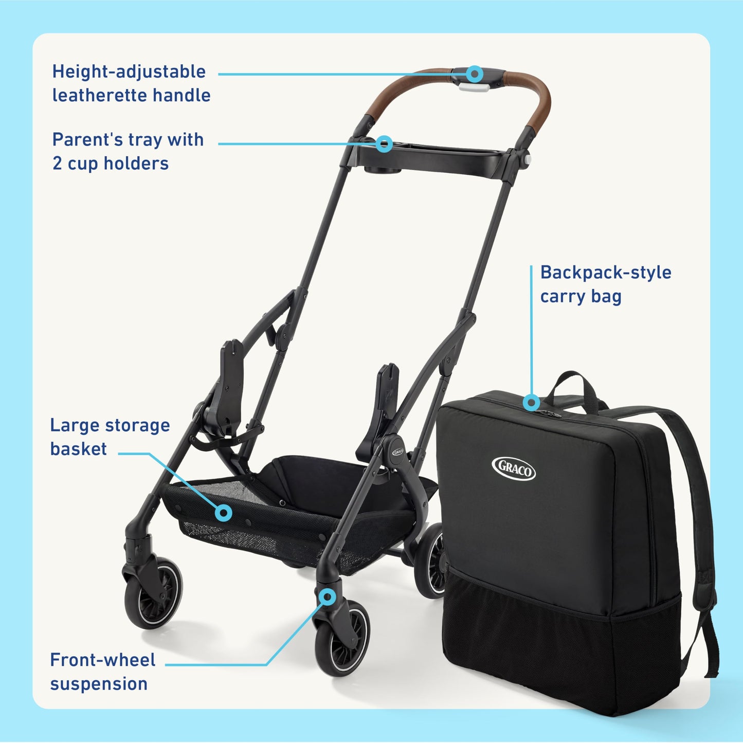 Graco GoMax Lightweight Stroller Frame Accepts All Graco Car Seats