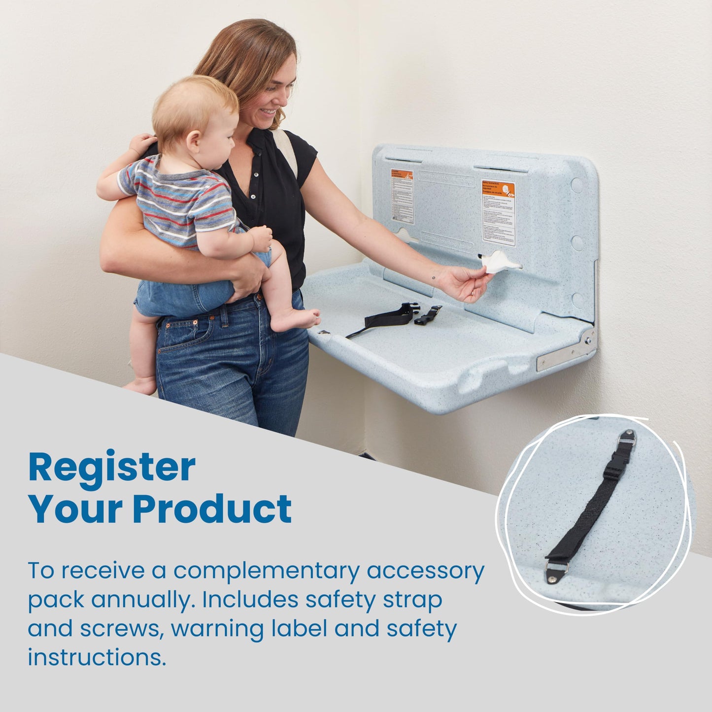 ECR4Kids Wall-Mounted Baby Changing Station – Grey Speckled