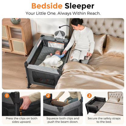 Pamo Babe 7-in-1 Pack and Play with Bassinet & Changing Station