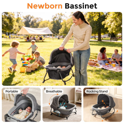 Pamo Babe 7-in-1 Pack and Play with Bassinet & Changing Station