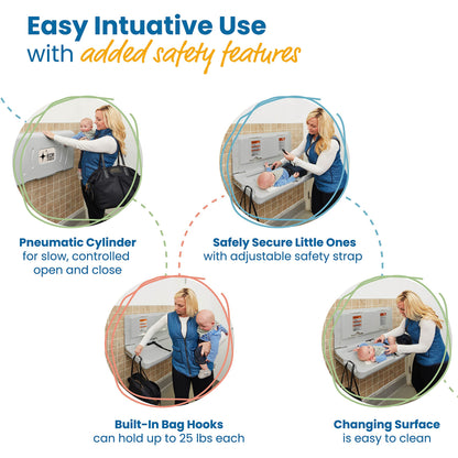 ECR4Kids Wall-Mounted Baby Changing Station – Grey Speckled